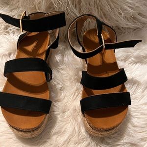 Platform Black Strappy Sandles